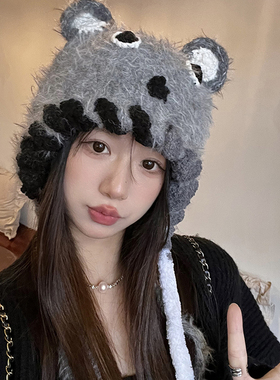 手工针织帽逛街甜美可爱女冬卡通