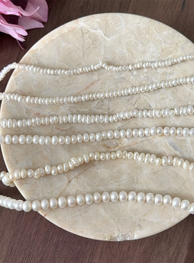 s925纯银天然淡水扁珠轻奢珍珠项链复古简约百搭碎碎锁骨链女