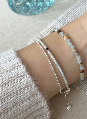 夏季超细天然翡翠双层链手链米珠新中式方解石手串清冷叠戴百搭