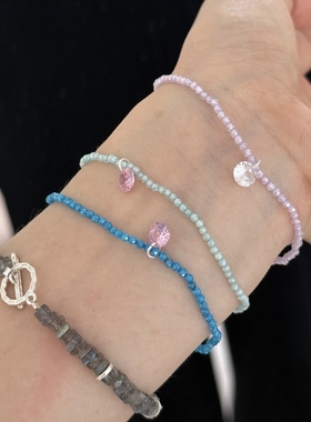 s925纯银夏日多巴胺日韩彩色糖果彩色系超闪锆石手链简约个性气质