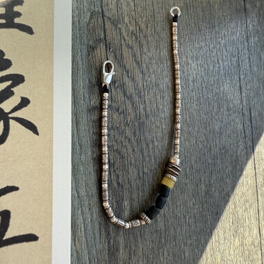 【萨】原创纯银珠不规则碎银手链 手编手链 脚链 情侣手链