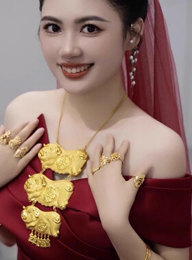 仿真黄金猪牌项链新娘金婚三金