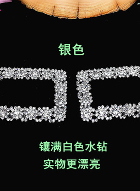 新款百搭女单鞋长方形真皮鞋鞋花