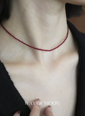WAYOFMOON胭脂红小众锁骨链
