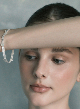 【森制SHINSEI官方】天然拉长石蕾丝链条手链 原创纯银