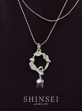 原创水晶灯彩石长项链