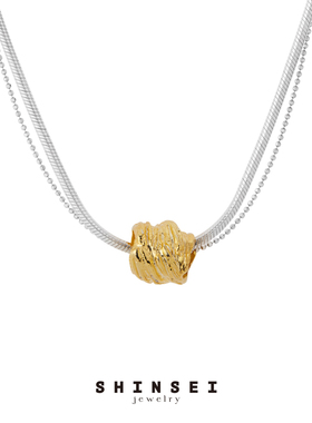 【森制SHINSEI官方】原创雕纹抽拉分色镀金项链 原创纯银