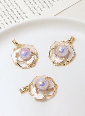 山茶花diy镂空吊坠花朵饰品配件