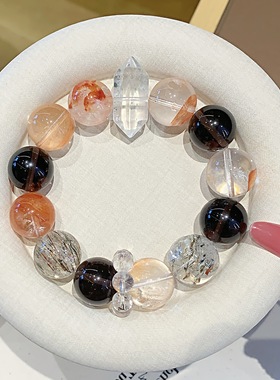 天然水晶手串 原创设计珠宝手链 爆款手饰批发 红胶花水晶手串diy