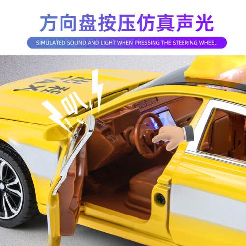 合金出租车模型奔驰E300汽车声光回力仿真儿童玩具车摆件男孩礼物 - 图1