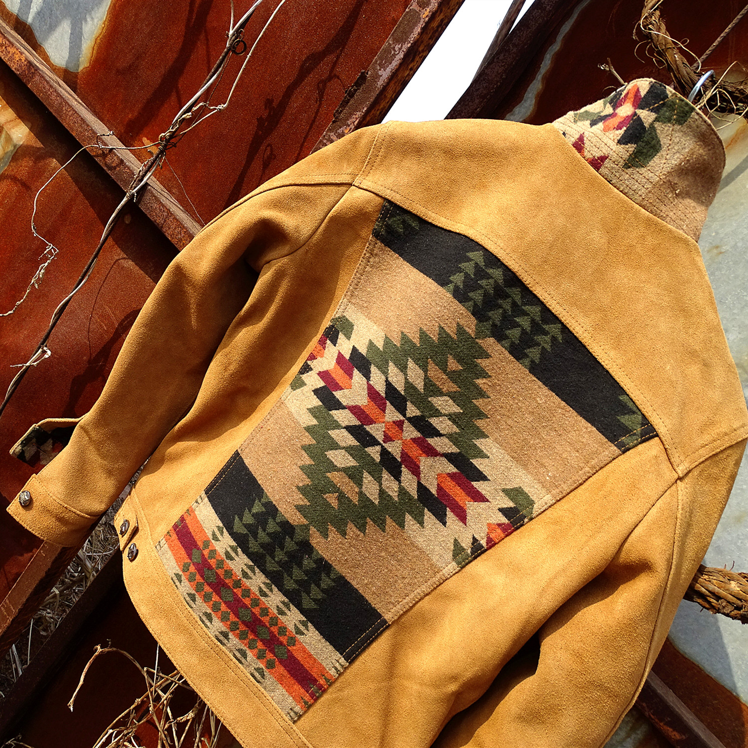 Storm Rider风暴骑士牛仔  X  纳瓦霍图腾美式复古真皮皮衣 - 图0