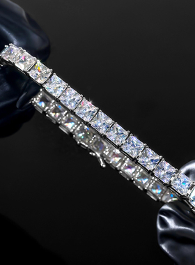 欧美满钻5mm正方形锆石手链男女