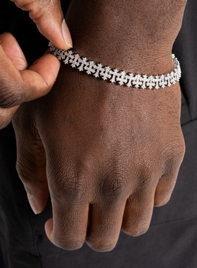 满钻重叠十字架手链男女嘻哈