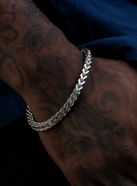 四面切割立体手链钛钢龙骨链