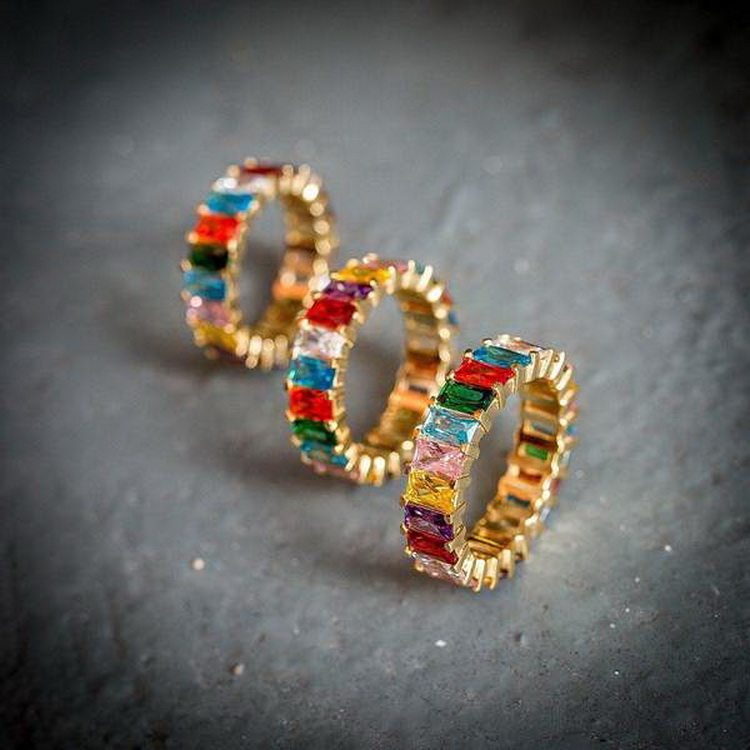 ins shopgld同款彩色宝石嘻哈指环 Fun 爷原创戒指/指环