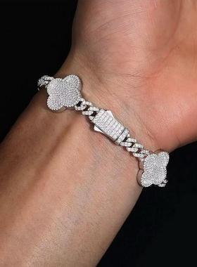 四叶草百搭锆石手链饰品欧美