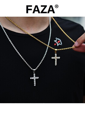 马思唯同款十字架吊坠嘻哈项链潮流情侣百搭简约锆石街头说唱配饰