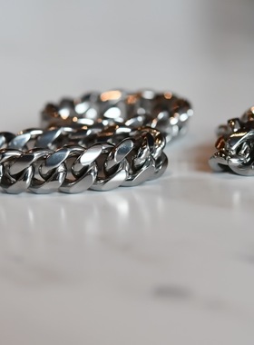 原创古巴链条不掉色戒指