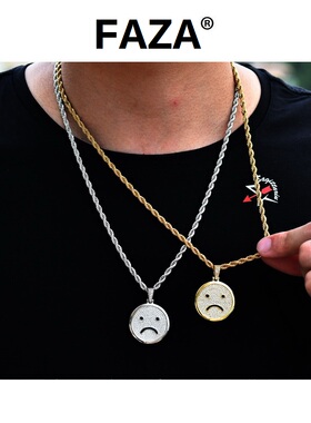 欧美INS满钻哭脸项链潮锁骨链