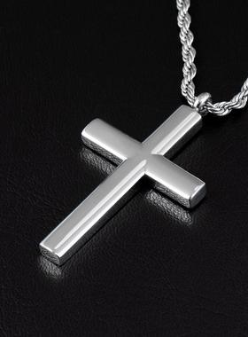 欧美嘻哈镀金光身十字架吊坠