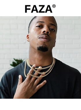 18K金色钛钢古巴链大金链项链