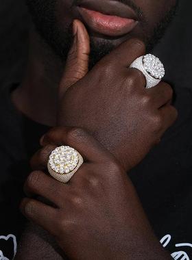 大指环闪耀男士嘻哈花朵钻戒指