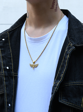 镶钻天使女神展翅吊坠说唱嘻哈