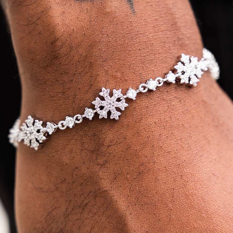 Snowflake Bracelet雪花手链嘻哈满钻锆石手饰潮酷男个性欧美风 - 图1