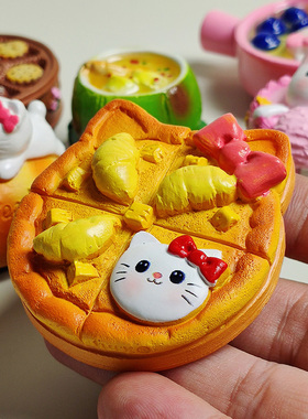 全店6件8折仿真纸袋汉堡冰箱贴食玩饼干盒猫猫榴莲披萨磁吸装饰