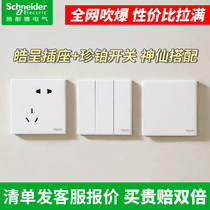 Schneider switch socket panel Hayes in series 5-hole socket with switch rare platinum 86 type panel full house package