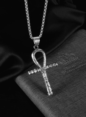 男嘻哈荷鲁斯之眼安卡十字架项链