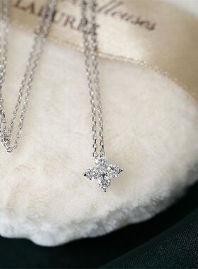 幸运草S925镀14金镶嵌锆钻石超闪