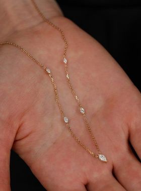 纤细S925银镀18金镶嵌马眼形锆石