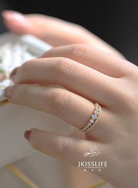 S925纯银镀14金戒指女轻奢精致