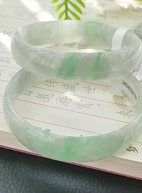 【带证】天然缅甸翡翠a货细糯种水水润淡紫淡绿辣绿福镯公主手镯