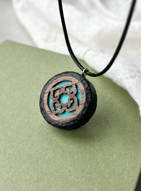 素匠木艺紫光檀木镂空熏香可拆卸挂坠精油盒吊坠香水七夕情侣款