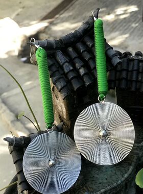 杨丽萍同款民族风女手工苗银耳环