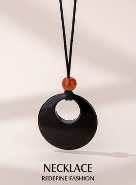 圆环吊坠配饰品项链女长款2025新款高级感轻奢小众精致感旗袍首饰