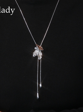 【新品】蝴蝶抽拉毛衣项链女款2026新款高级感轻奢小众吊坠配饰品