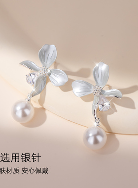 鸢尾花耳钉耳饰女耳环耳坠