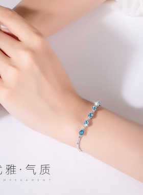 小众水晶ins纯银姐妹学生手链