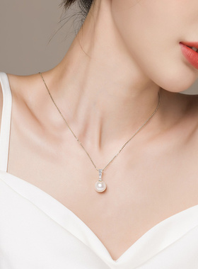 银珍珠项链女款2025新款饰品吊坠锁骨链配饰女高级感轻奢小众首饰