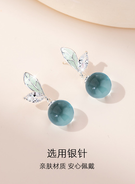 清冷感蓝色耳饰独特漂亮耳环
