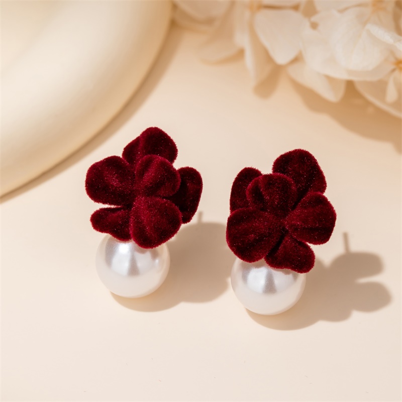 红色仿珍珠耳饰女气质独特耳环2025新款爆款耳饰耳钉小众高级感 - 图3