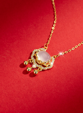 如意平安锁玉髓项链夏轻奢铃铛