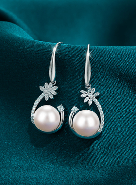 银淡水珍珠项链耳环三件套首饰女吊坠颈链送妈妈婆婆生日礼物实用