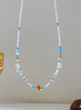 原创ins风轻奢时尚贝壳串珠项链女百搭高级感简约气质小众锁骨链