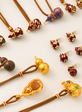 新中式复古时尚红色滴油珐琅葫芦项链轻奢高级感百搭长款毛衣