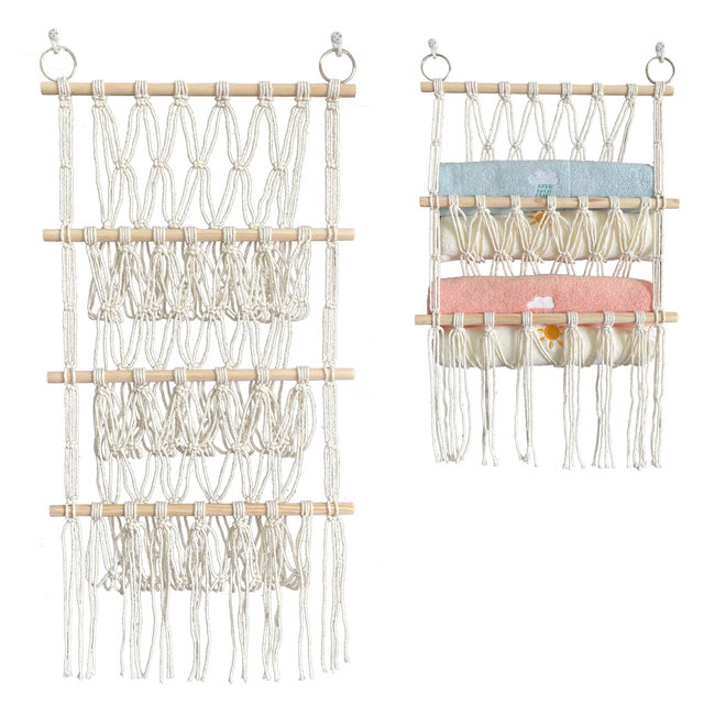 Wooden iwood doll storage doll towel plush toy net bag storage rack multi-layer children's room hanging decoration