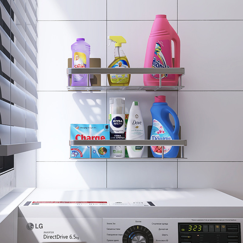 洗衣机阳台置物架卫生间壁挂式免打孔家用浴室墙上洗漱台收纳架子,淘宝优惠券,粉丝福利购,淘宝优惠卷